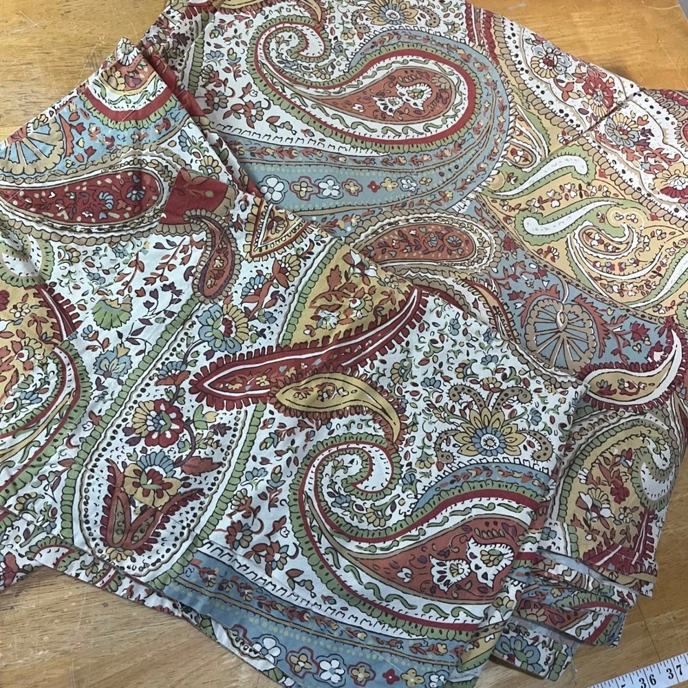 Pottery Barn Harper Paisley Full Queen Duvet Cover & 2 Shams Red Blue Gold Vtg